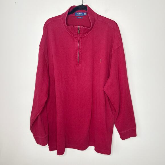 Polo Ralph Lauren Estate Rib Men’s‎ 4XB Red 1/4 Zip Long Sleeve Shirt Sweater - Picture 1 of 8